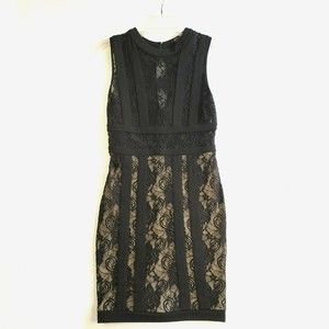 Privy Dress Size S Black Lace Over Nude Lining Keyhole Back Zipper Party Dance